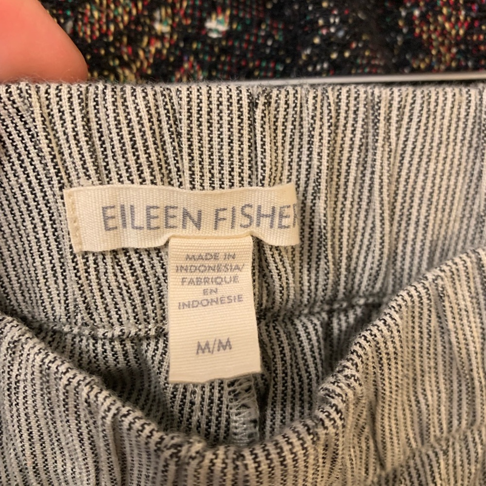 Eileen Fisher Organic Cotton Linen Striped Open Front Blazer and Pant Set Size M - Picture 5 of 9